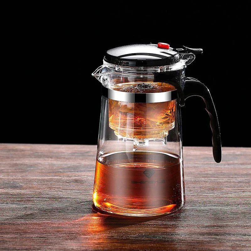 Heat Resistant Glass Teapot One-click filtering Tea Pot Tea Water Separation Filter Tea Maker Coffee Pot Home Teaware Set