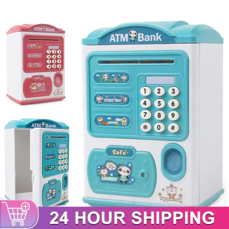 Money Box With Fingerprint Piggy Bank Electronic ATM Savings Box For Coins Cash Safe Large Coin Bank Password Lock For Children