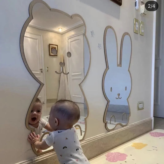 Creative Decorative Mirror for Kids Room Cute Bear Rabbit Shape Acrylic Mirror Baby Photo Props Nordic Home Nursery Decor